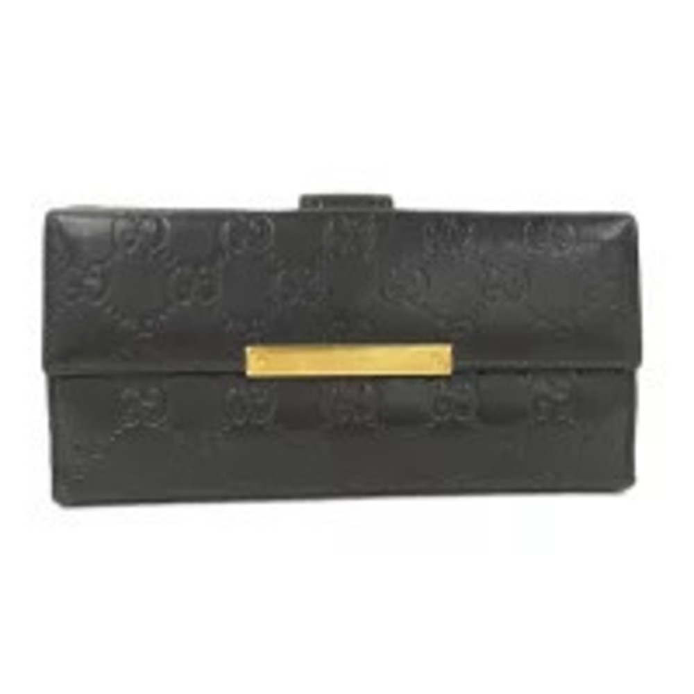 Gucci Bi fold Long Wallet Gucci Guccissima Leather Black